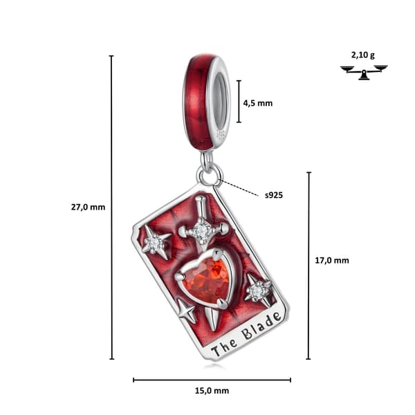 BLADE Tarotkort Berlock 925 Silverarmband Hänge