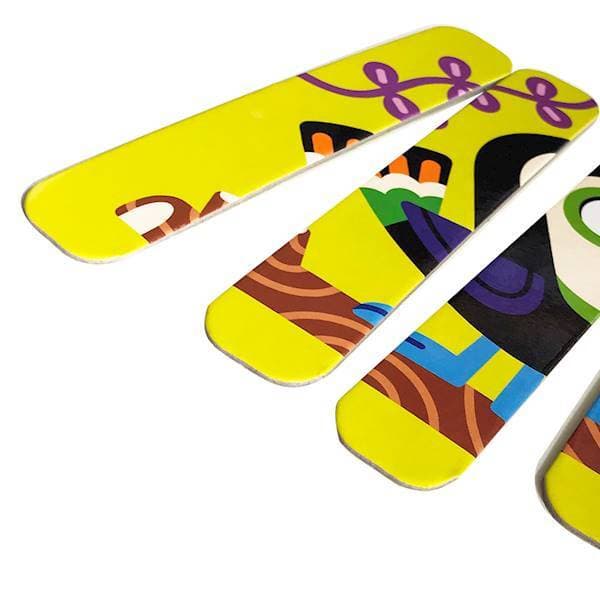 Utbildningsspel pusselbitar tukan uggla pusselmönster röta skalbagge
