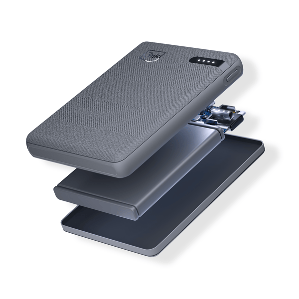 Lisävarusteet - 3mk Taskuvirtalähde 5 000 mAh 12 W USB 1C - Harmaa