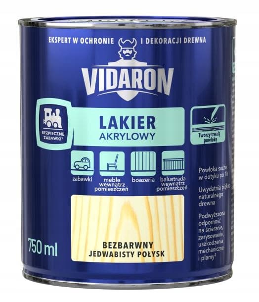 Akryl trälack, klar, blank, 0,75 l