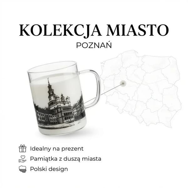 GLASKOP POZNAŃ BY 0,4L TRANSPARENT MED SORT TRYK