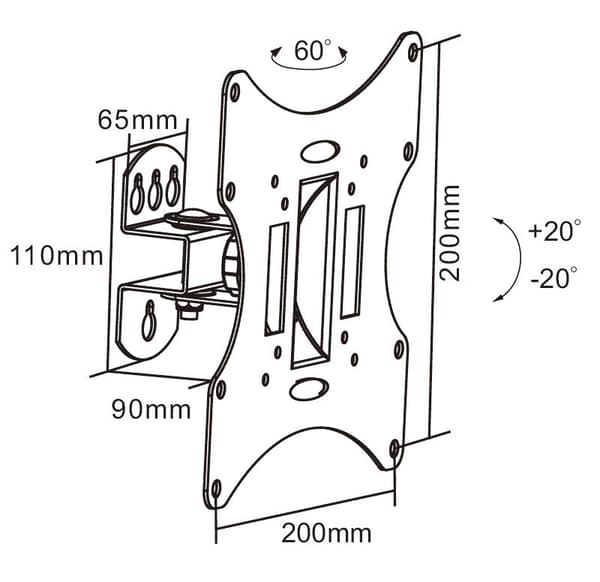 TV-holder Cabletech 23-42 tommer 30 kg ± 20°