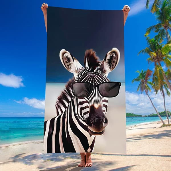 Strandhåndklæde 70x140 Zebra med briller