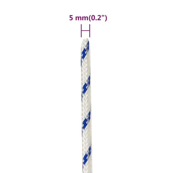 vidaXL Segelrep, Vit, 5 mm, 250 m, Polypropylen