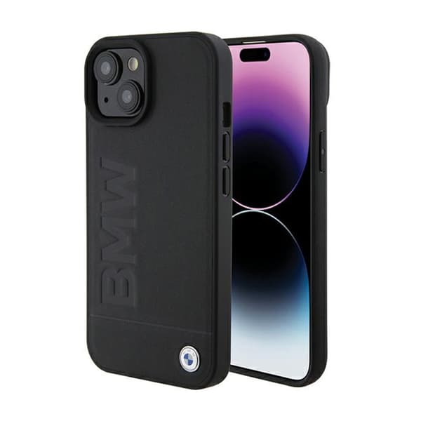 BMW Läder Hot Stamp - iPhone 15 Plus Skal (Svart)