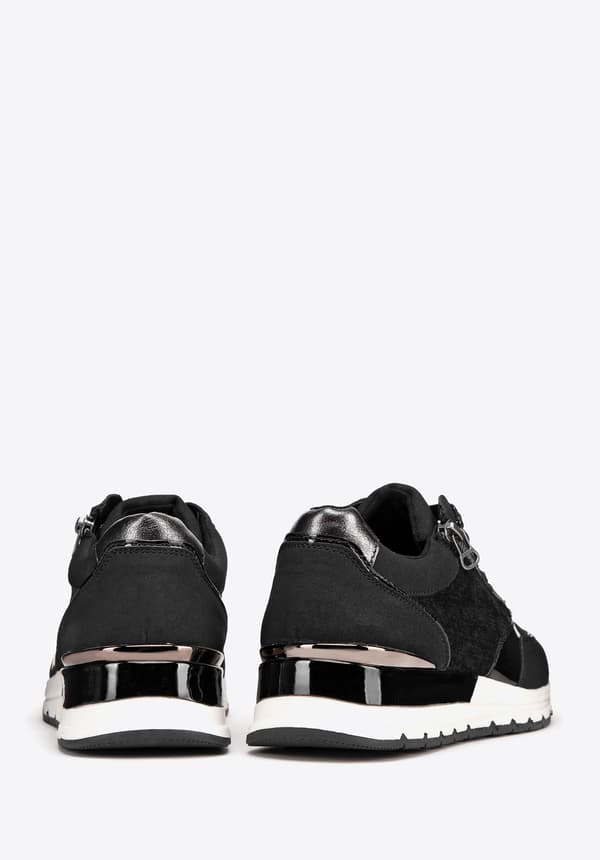 Wittchen damesneakers med lynlås på siden, sort, ecolæder