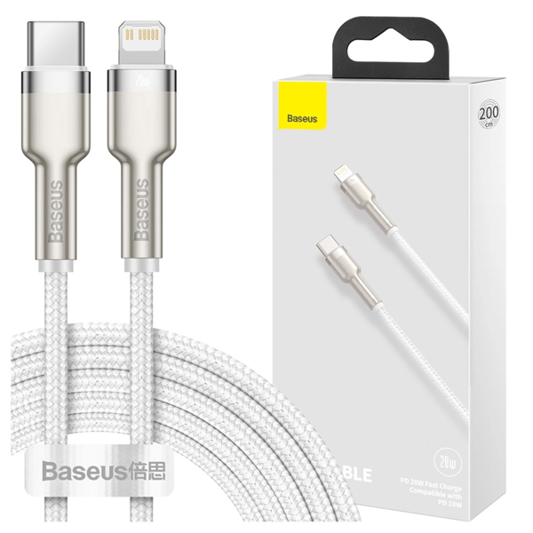 Baseus Cafule USB-C til Lightning-kabel, PD, 20W, 2m (hvid)
