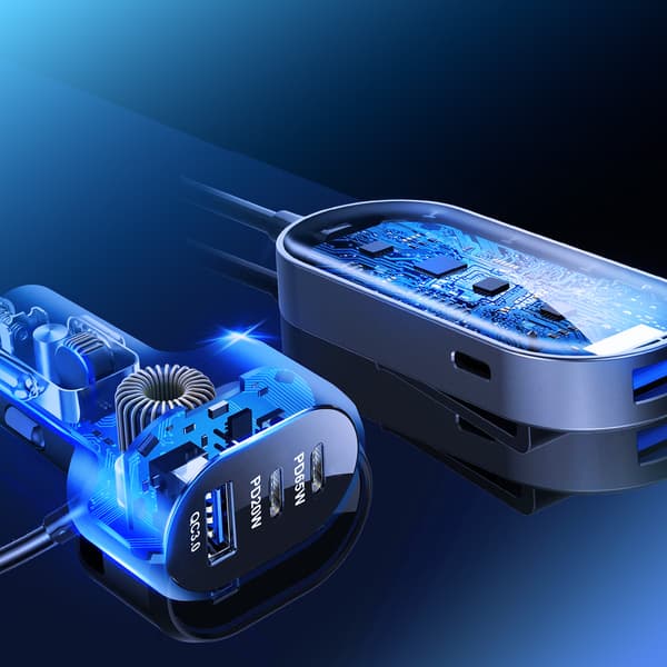 3mk Dubbel Billaddare 135W PD QC PPS USB 2A4C Svart/Grå
