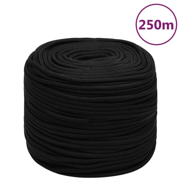 vidaXL Arbetsrep, Svart, 6 mm, 250 m, Polyester