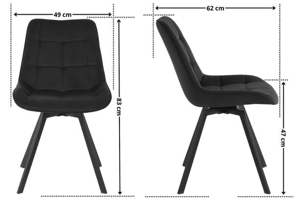 Lapo fløjlsbetrukket drejestol, sort