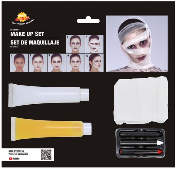 Halloween mumie male makeup sæt