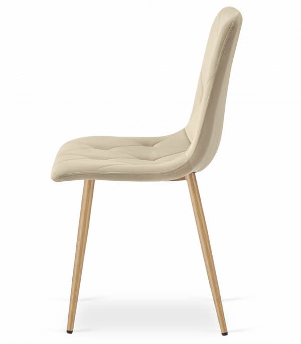 LIBRA stol - ljusbeige sammet / träfärgade ben x 2