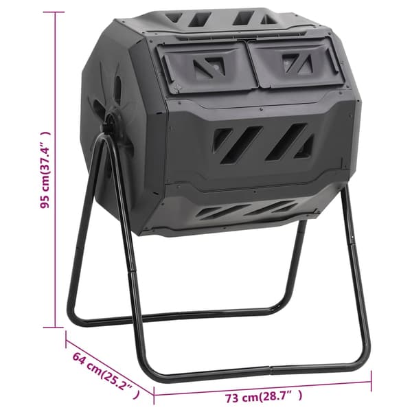 vidaXL havekomposter, sort, 73x64x95 cm, 160 L