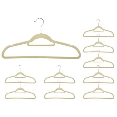Maxi samettinen henkari, 10 kpl - beige