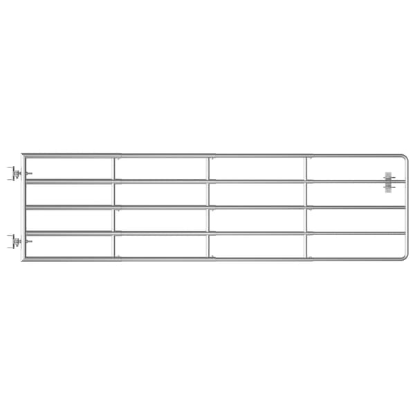 vidaXL 5-stångs stålgrind (115-300) x 90 cm silver
