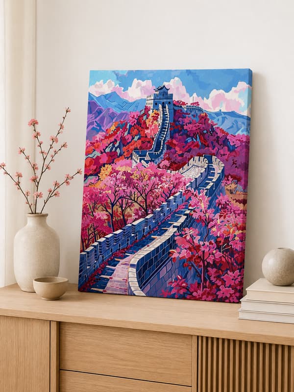 Maleri efter tal med ramme Billeder til maleri - Den Kinesiske Mur 40x50 cm