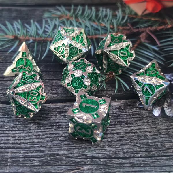 Elven Council RPG-tärningar Set med 7 metalltärningar