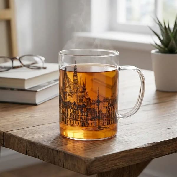 Glasmugg Wrocław 0,4L Transparent med svart tryck