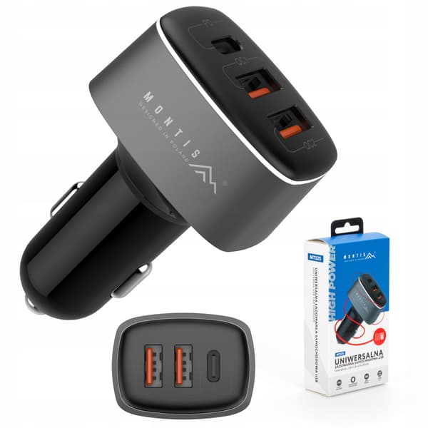 KRAFTFULL SNABB BILLADDARE FÖR SMARTPHONE 56W PD QC3 3A 12V