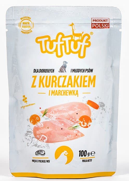 Tuf tuf | Våtfoder för hundar | 100 g påse - Kyckling med morötter 100 g