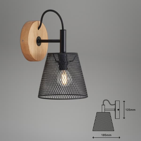 Vägglampa Retro Loftlampa E14 Svart Metall Trä - Vardagsrum Sovrum