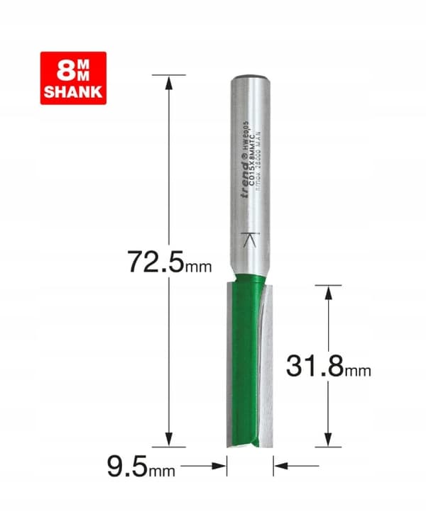 Fräs dubbelkantad Trend CraftPro C015X8MMTC med diameter 9,5 mm