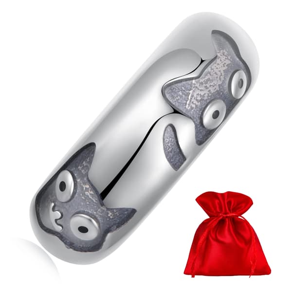 Silverproppberlock med katter, propp till armband, silver 925