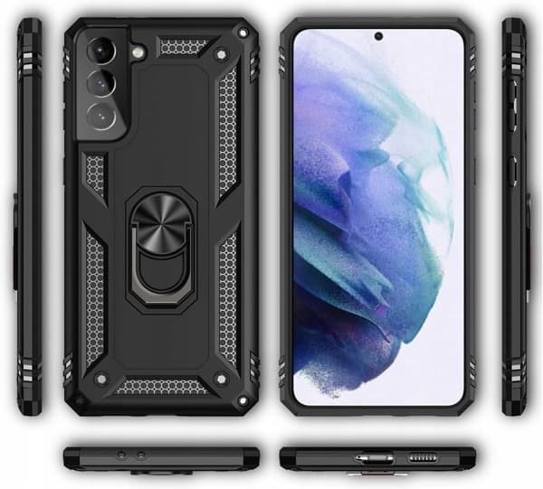 NALIA 360° roterende ringcover til Samsung Galaxy S21 Plus, sort