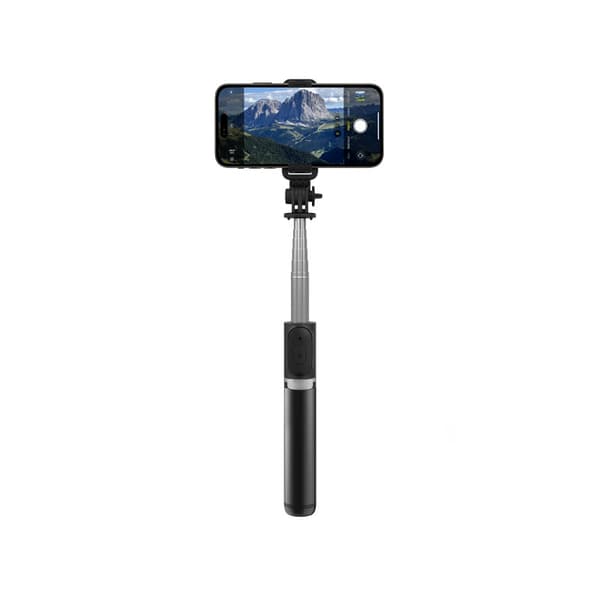 Crong SelfieGo Lite - Kompakti Bluetooth-selfiekeppikolmijalka (Musta)