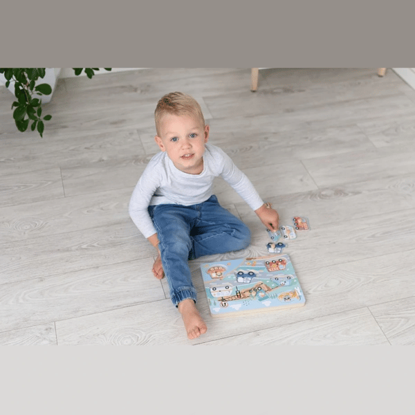 AdamToys Træmusikpuslespil 1+ Lydpuslespil - Køretøjer