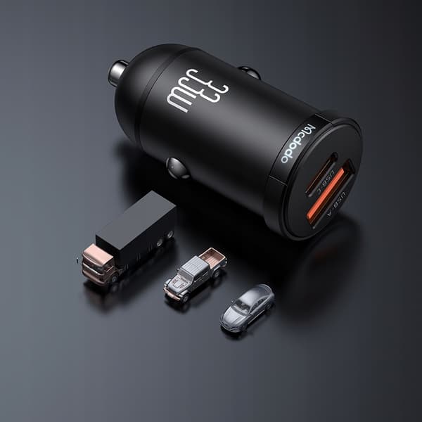 MCDODO KRAFTIG HURTIG BILOPLADER TIL TELEFON 2X USB USB-C 33W LED
