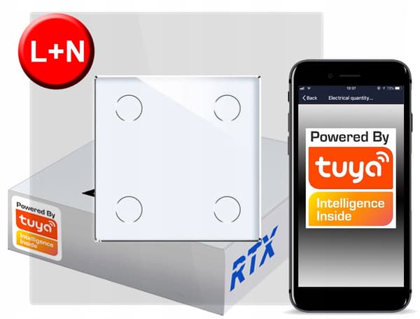 Touch-afbryder 4-kreds bi ZigBee TUYA RTX SH# L+N