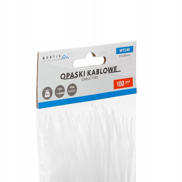 100x kabelbindere, hvide kabelbindere, 3,6 x 300 mm, op til 18 kg
