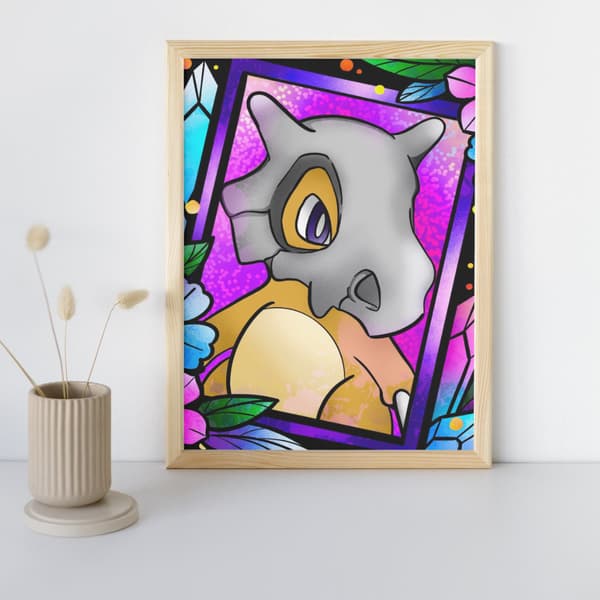 Pokémon Cubone målning med siffror och ram 40x50 cm