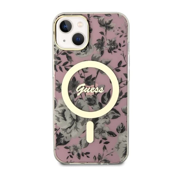 Guess Flower MagSafe - iPhone 14 Plus-skal (rosa)