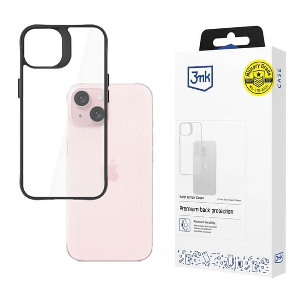 Apple iPhone 15 Plus 3mk Satin Armor-skal svart