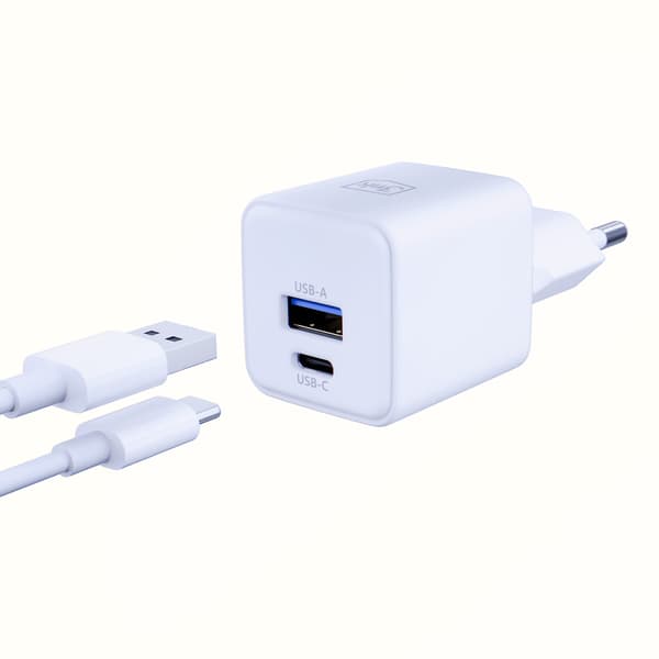 Tilbehør -3mk Hyper GaN Oplader 20W QC4+ PD PPS USB 1A1C Hvid EU