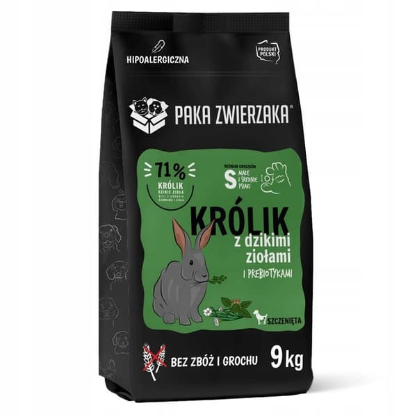 Paka Zwierzaka tørfoder til hunde 9 kg Kanin med urter