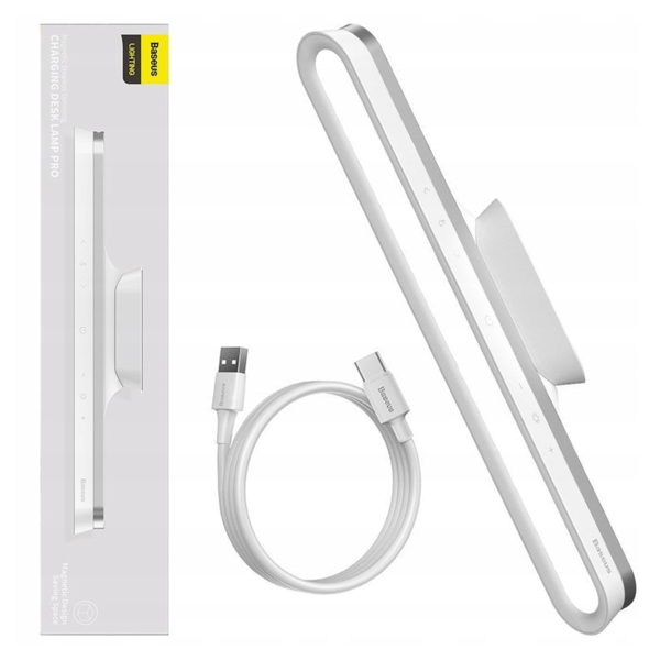 Baseus Magnetic Stepless Pro Magnetisk Lampe med Touchpanel (Hvid)