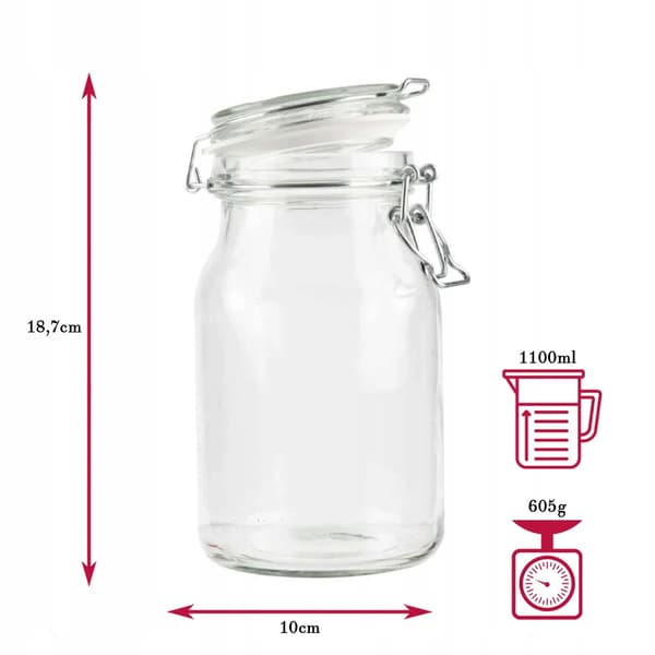 HERMETISK GLASKRUBBE MED GLASLÅG 1,1 L