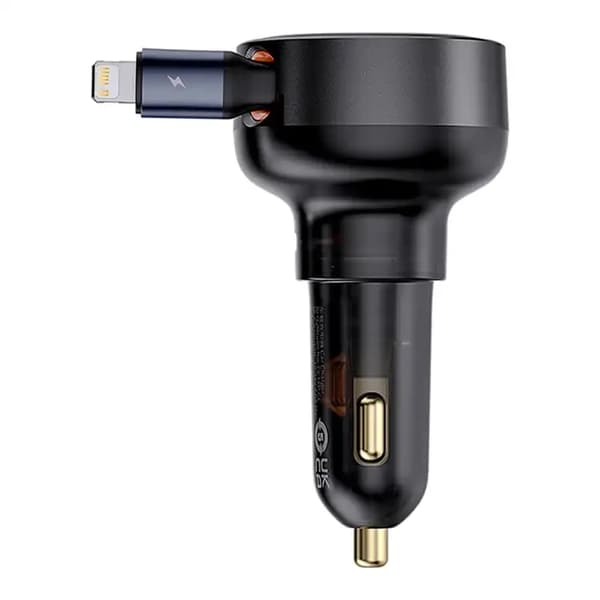 Baseus Enjoyment Pro biloplader med Lightning + USB-C kabel, 55W (sort)