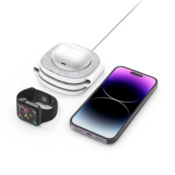 TECH-PROTECT QI15W-A32 3-i-1 magnetisk Magsafe trådløs oplader grå