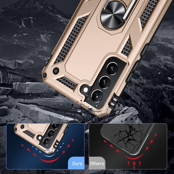 SAMSUNG GALAXY S21+ ETUI MED FINGERRING GULD SILIKONE
