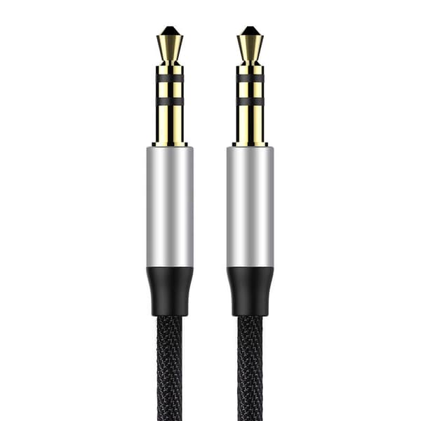Baseus Yiven 3,5 mm AUX mini-jack lydkabel 1,5 m (sort og sølv)