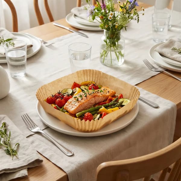 Papir bageforme til airfryer, stort sæt, 250 stk., 20×20 cm