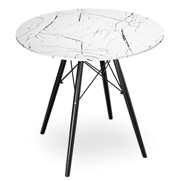 PARIS BLACK DTW runt bord 80 cm vit marmor