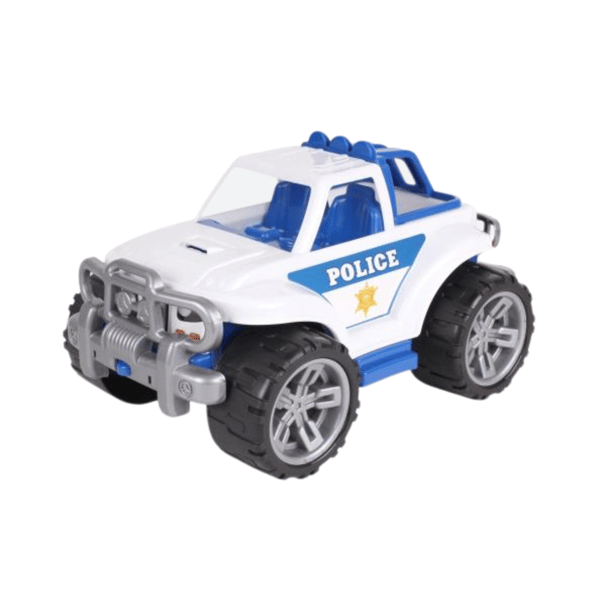 Maastoauto, värikäs poliisiauto, lapsille