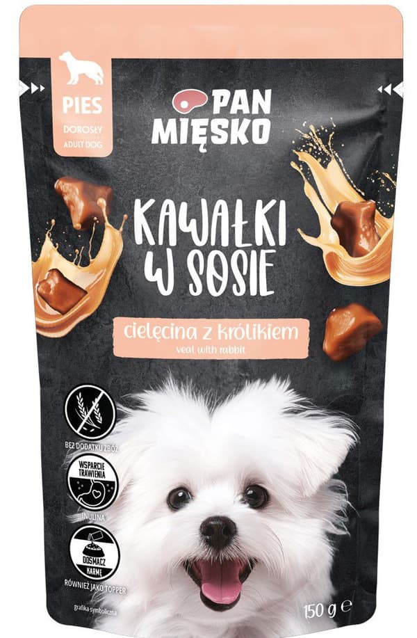 Mr. Meat | Våtfoder för hundar | Bitar i sås 150g - Kalvkött med kanin 150g