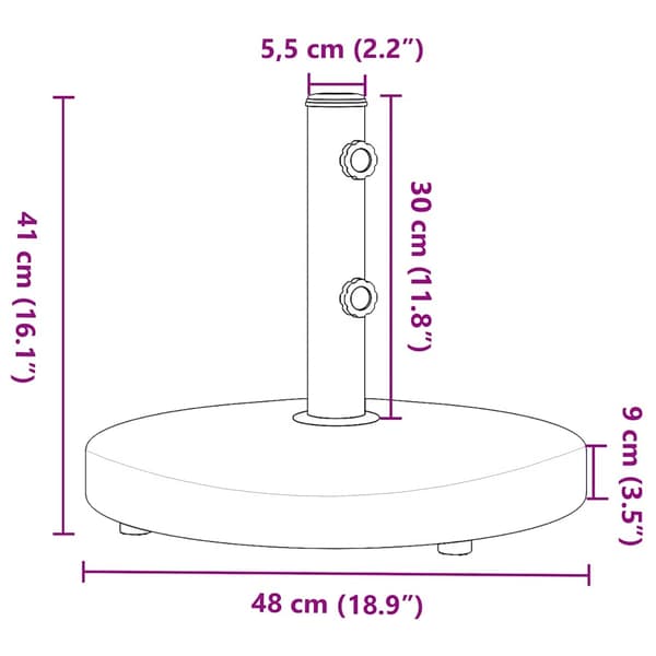 vidaXL parasolfod til stænger Ø32/38/48 mm, 25 kg, rund