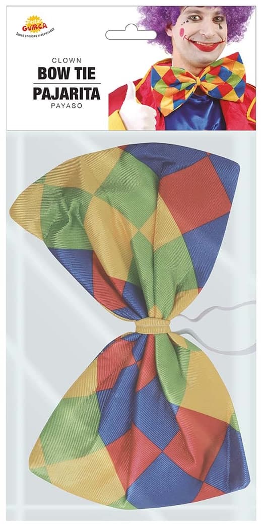 CLOWN Butterfly med elastik, farverig tern, 29 cm